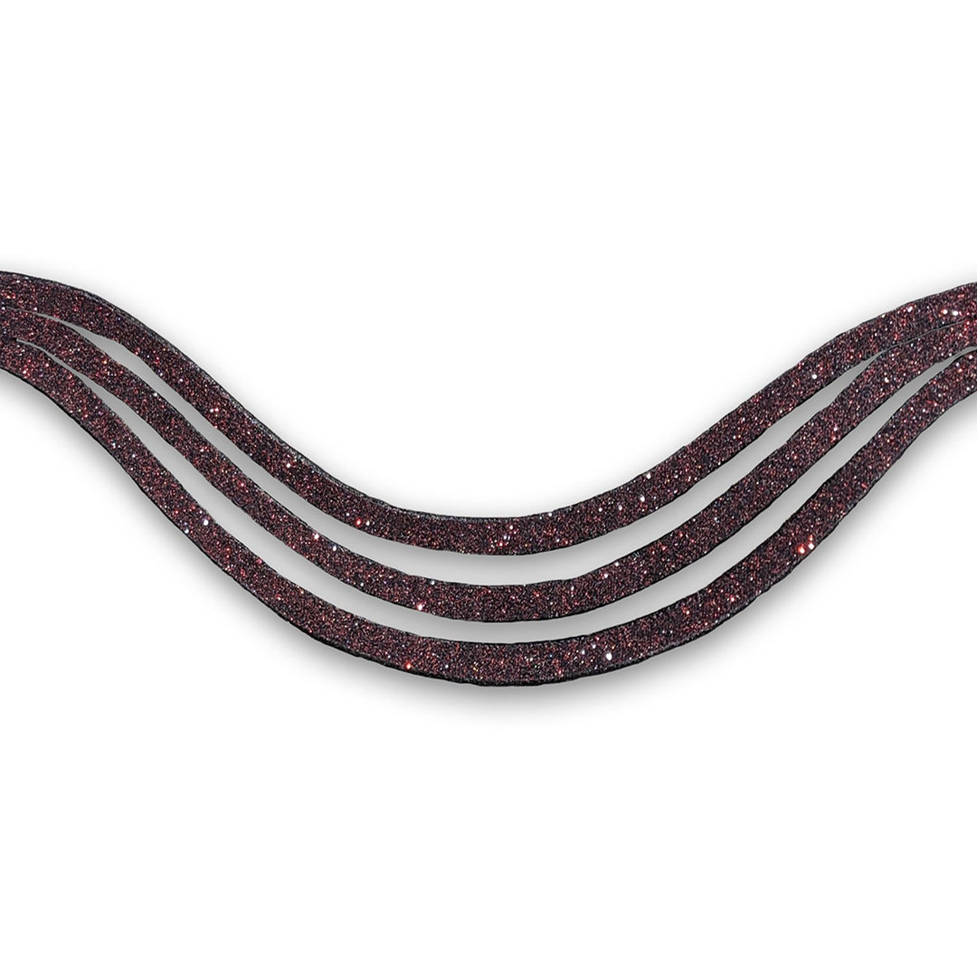 Burgundy Browband by Southlake Paws featuring a shimmering, glittery design with three wavy strands.