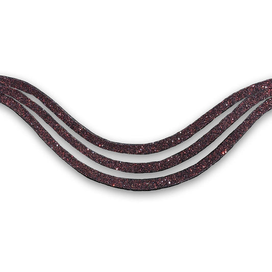 Burgundy Browband by Southlake Paws featuring a shimmering, glittery design with three wavy strands.