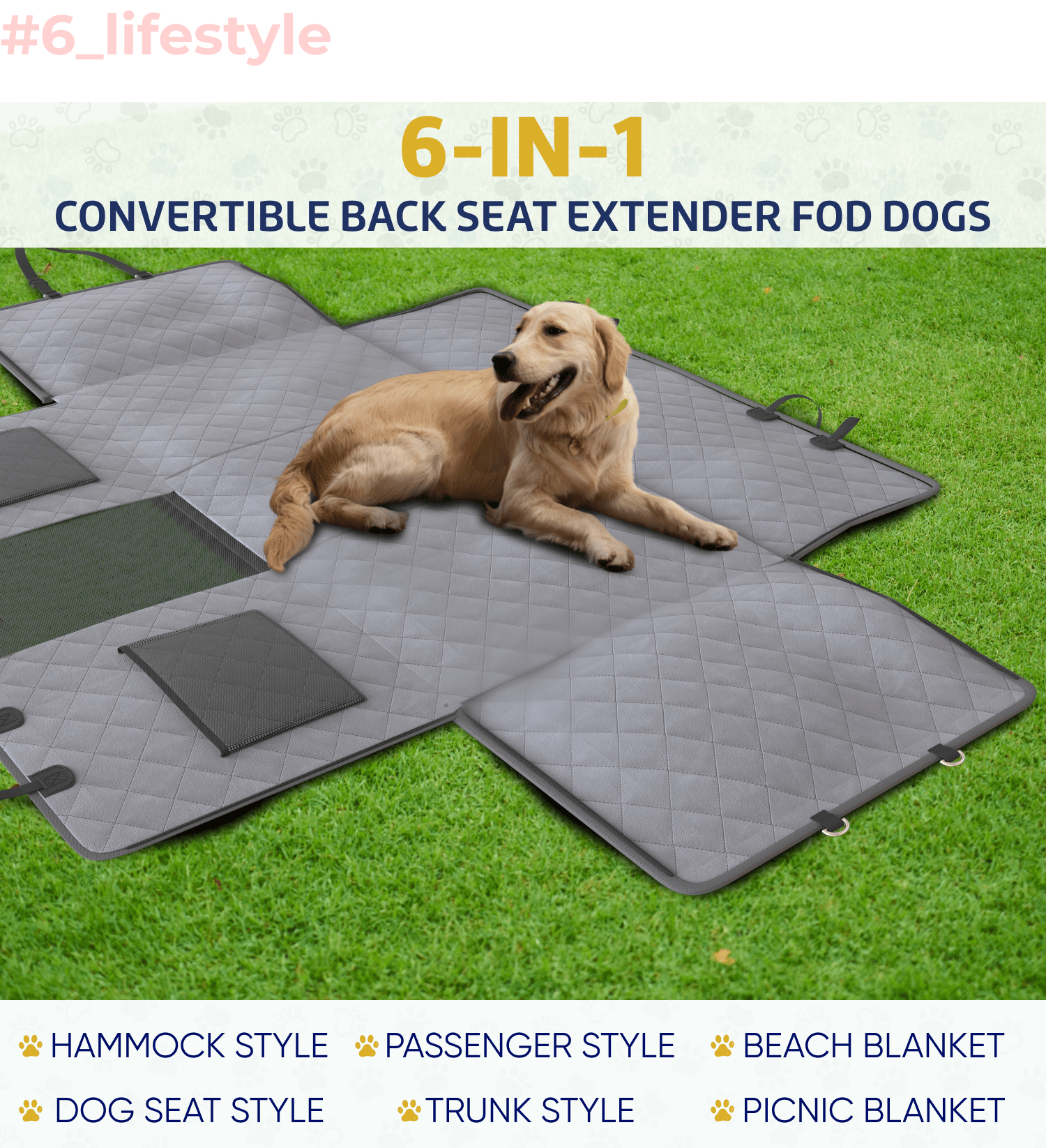 Large Seat Guard Waterproof Back Seat Extended Cover With Mesh Window Storage Pockets - Southlake Paws