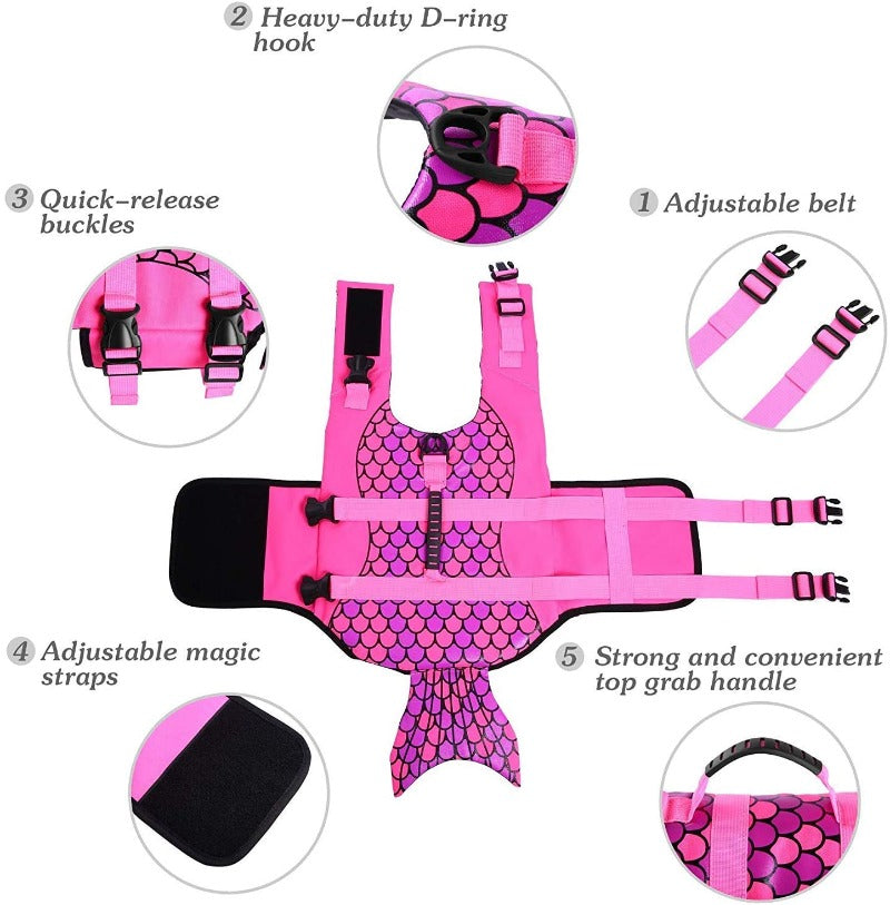Pink Mermaid Dog Life Jacket - Southlake Paws