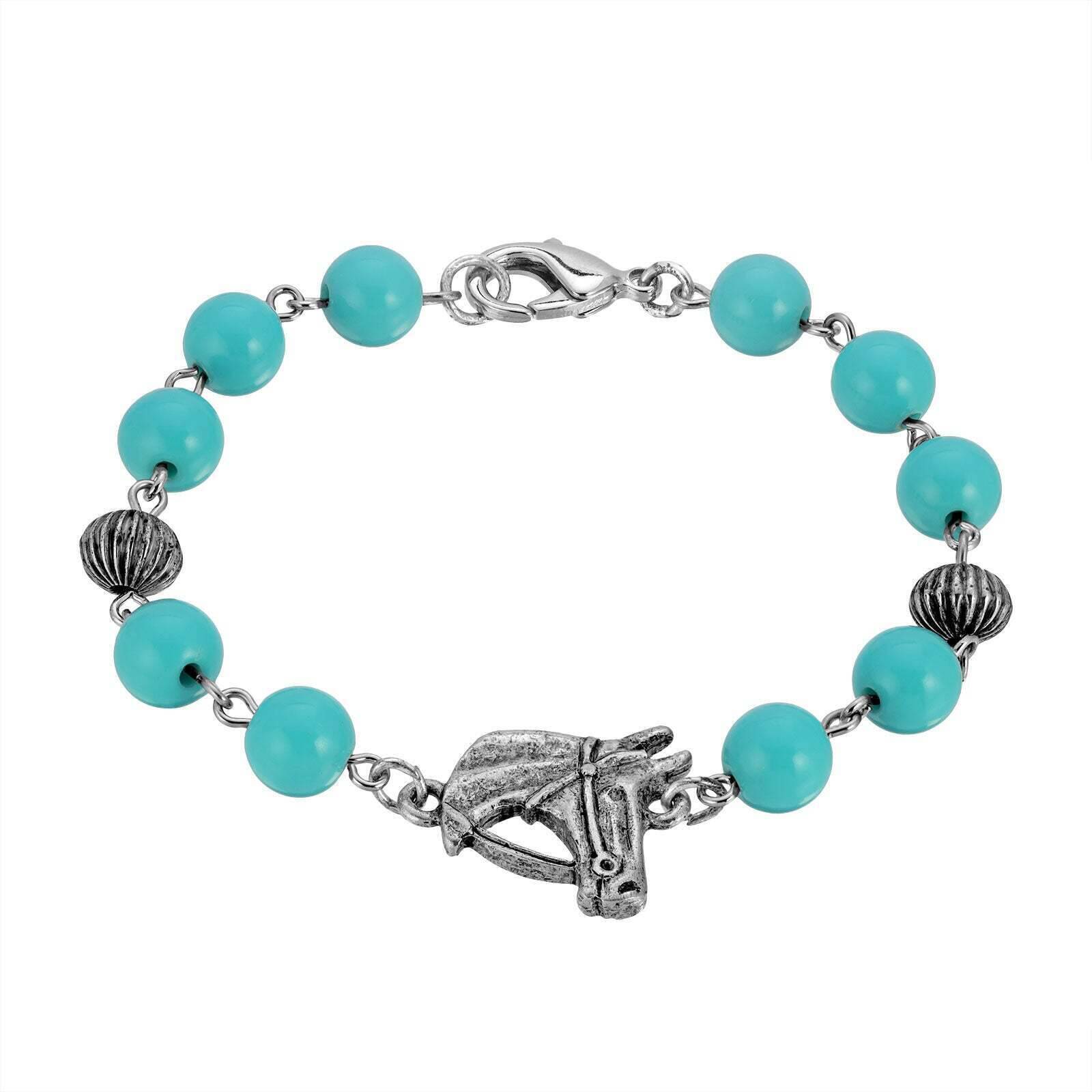 Southwest Turquoise Bead Horse Head Link Bracelet