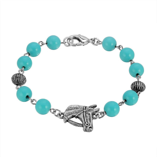 Southwest Turquoise Bead Horse Head Link Bracelet