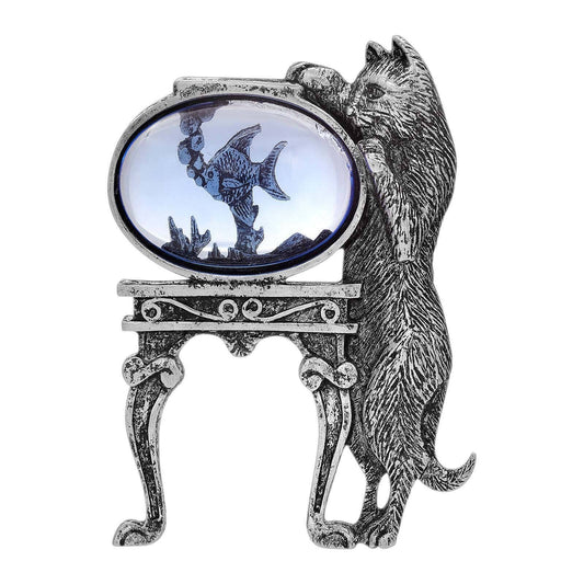 Curious Cat and Fishbowl Pin