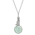 Load image into Gallery viewer, Sitting Cat On Round Gemstone Pendant Necklace 28"
