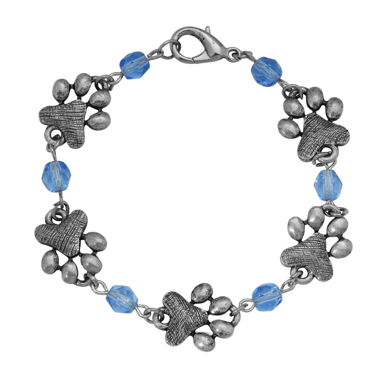 Paws & Light Sapphire Blue Glass Bead Bracelet