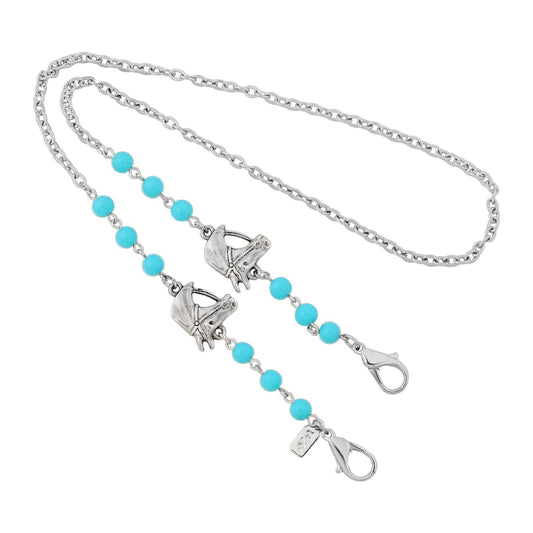 Southwest Turquoise Bead Horse Head Face Mask Chain Holder 22 Inch