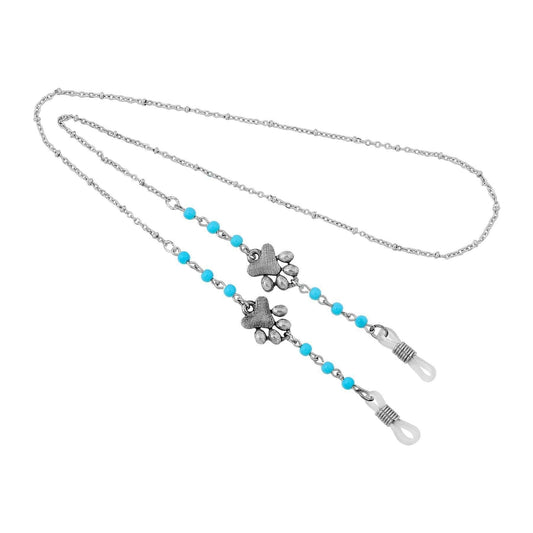 Dog Paw Turquoise Bead Eyeglass Holder Chain Necklace 24"