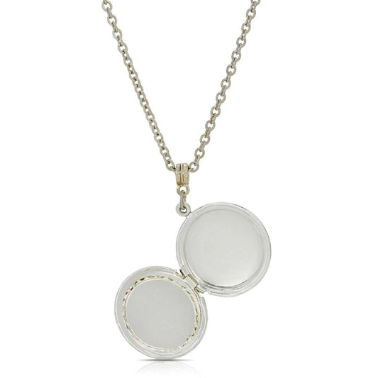 Southwest Turquoise Enamel Horse Head Round Locket Necklace 24"