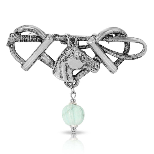 Horse Head & Stirrups Turquoise Gemstone Pin