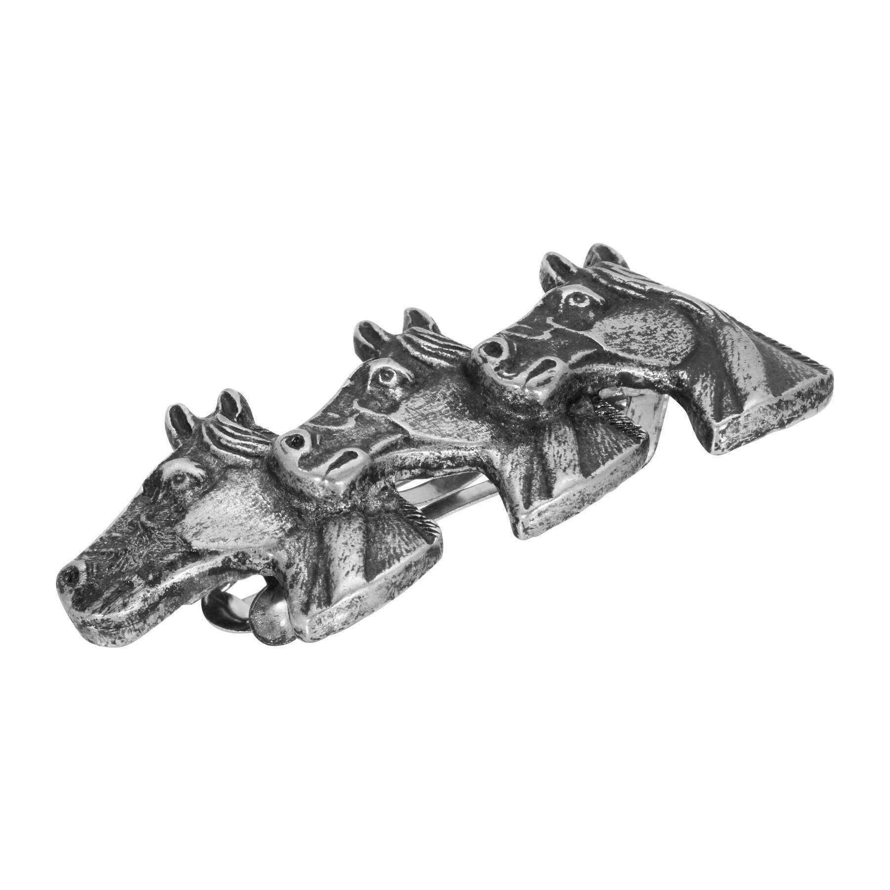 Small Antiqued Horse Herd Hair Barrette