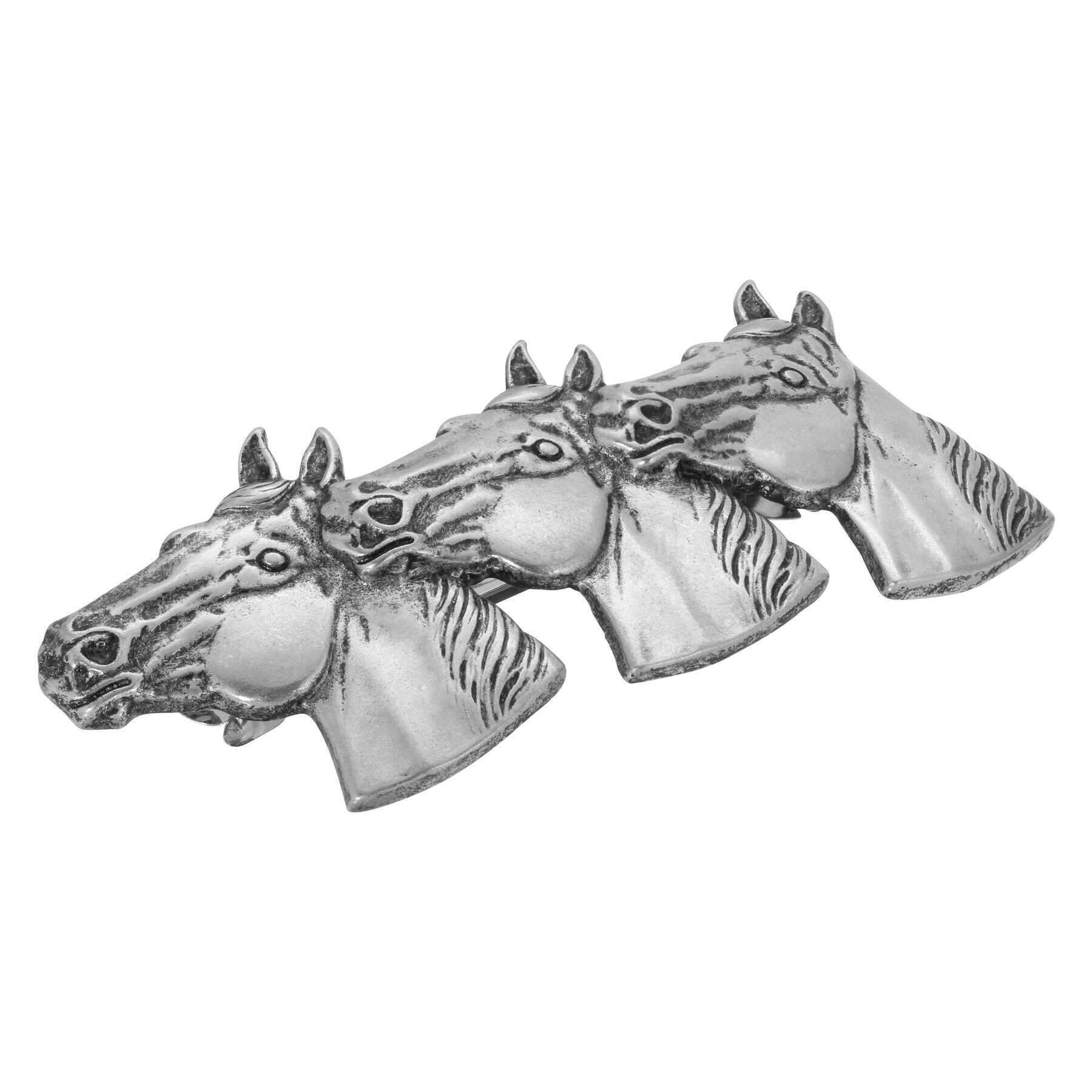 Large Antiqued Horse Herd Hair Barrette