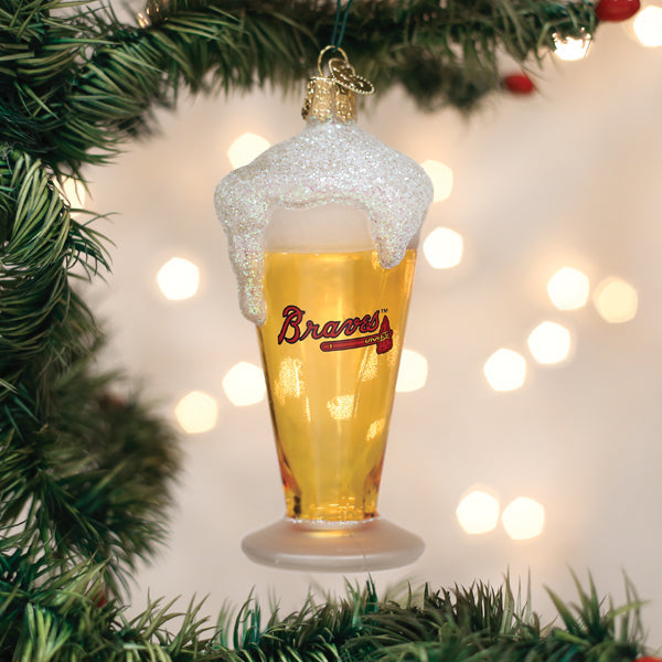 Braves Glass Of Beer Ornament - Southlake Paws