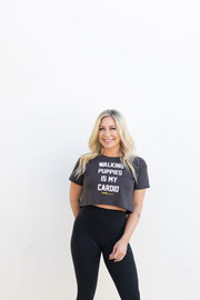 Walking Puppies Is My Cardio Crop Tee | Gift for Dog Owners