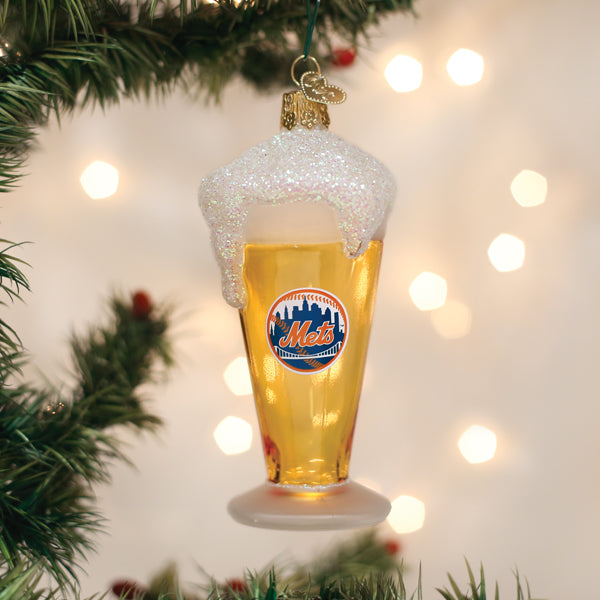 Mets Glass Of Beer Ornament - Southlake Paws