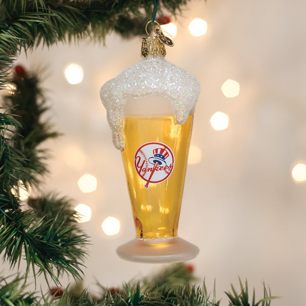 Yankees Glass Of Beer Ornament - Southlake Paws