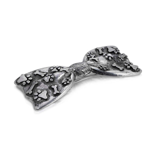 Antiqued Paws & Bones Bow Barrette Hair Clip