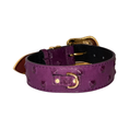 Load image into Gallery viewer, Glamorous Boysenberry, Embossed Studded Italian Leather, Swarovski Crystal Collar
