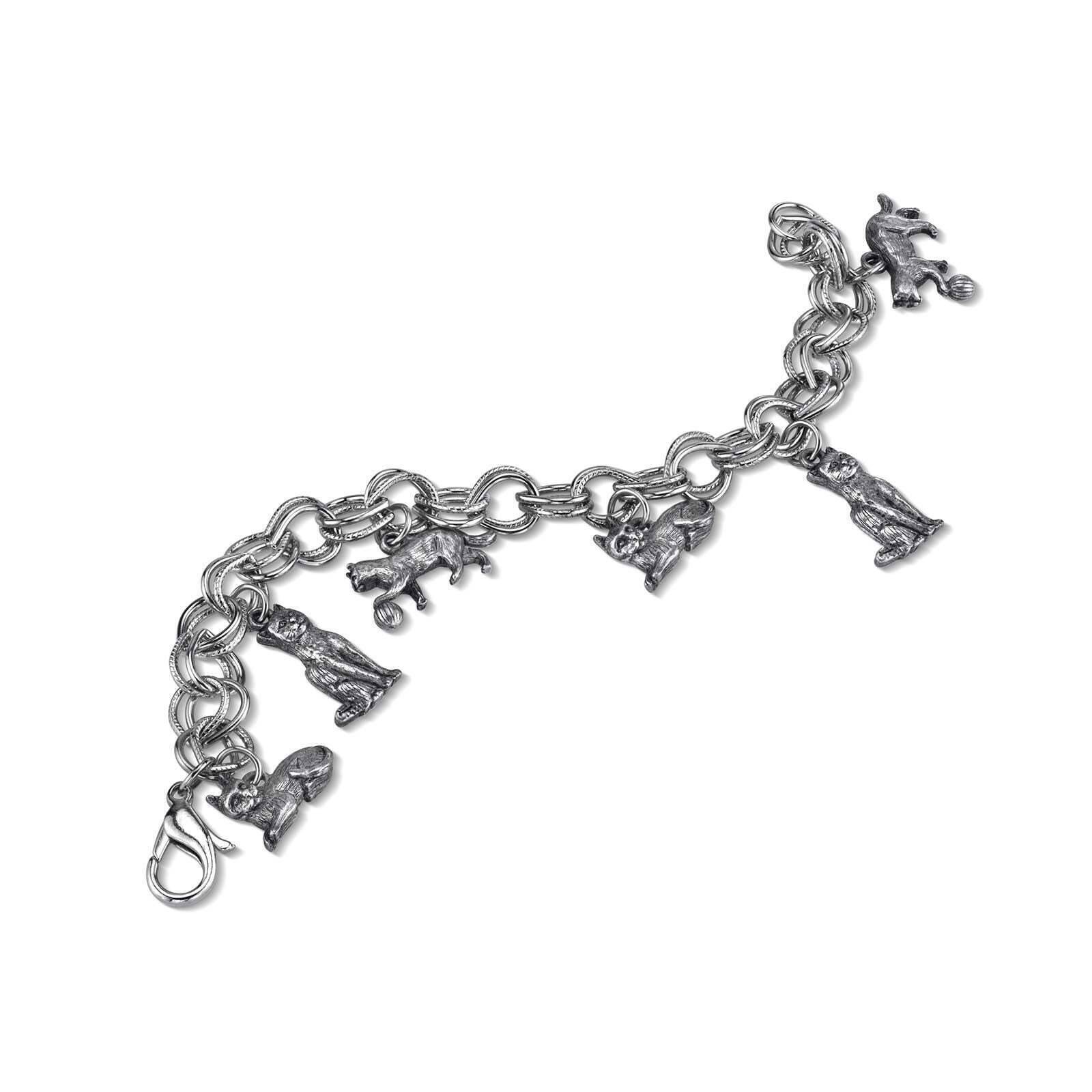 Pewter 6 Cat Charm Bracelet