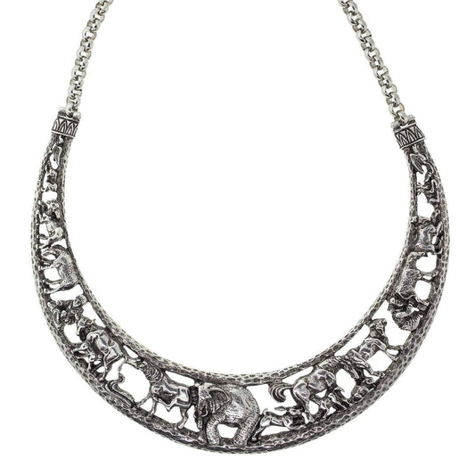 Elephant & Safari Animals Collar Necklace 14.5"
