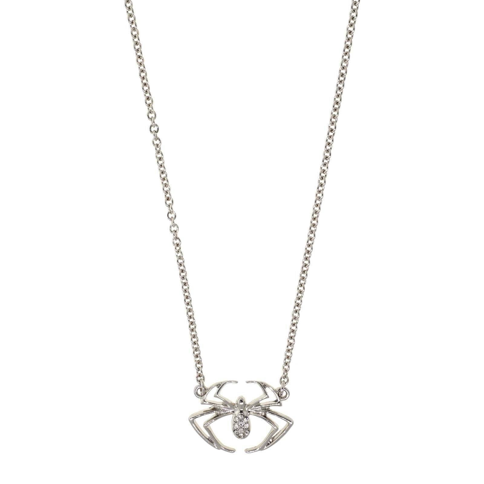 Crystal Spider Pendant Necklace 16"