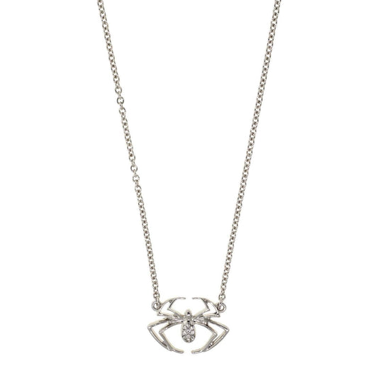 Crystal Spider Pendant Necklace 16"