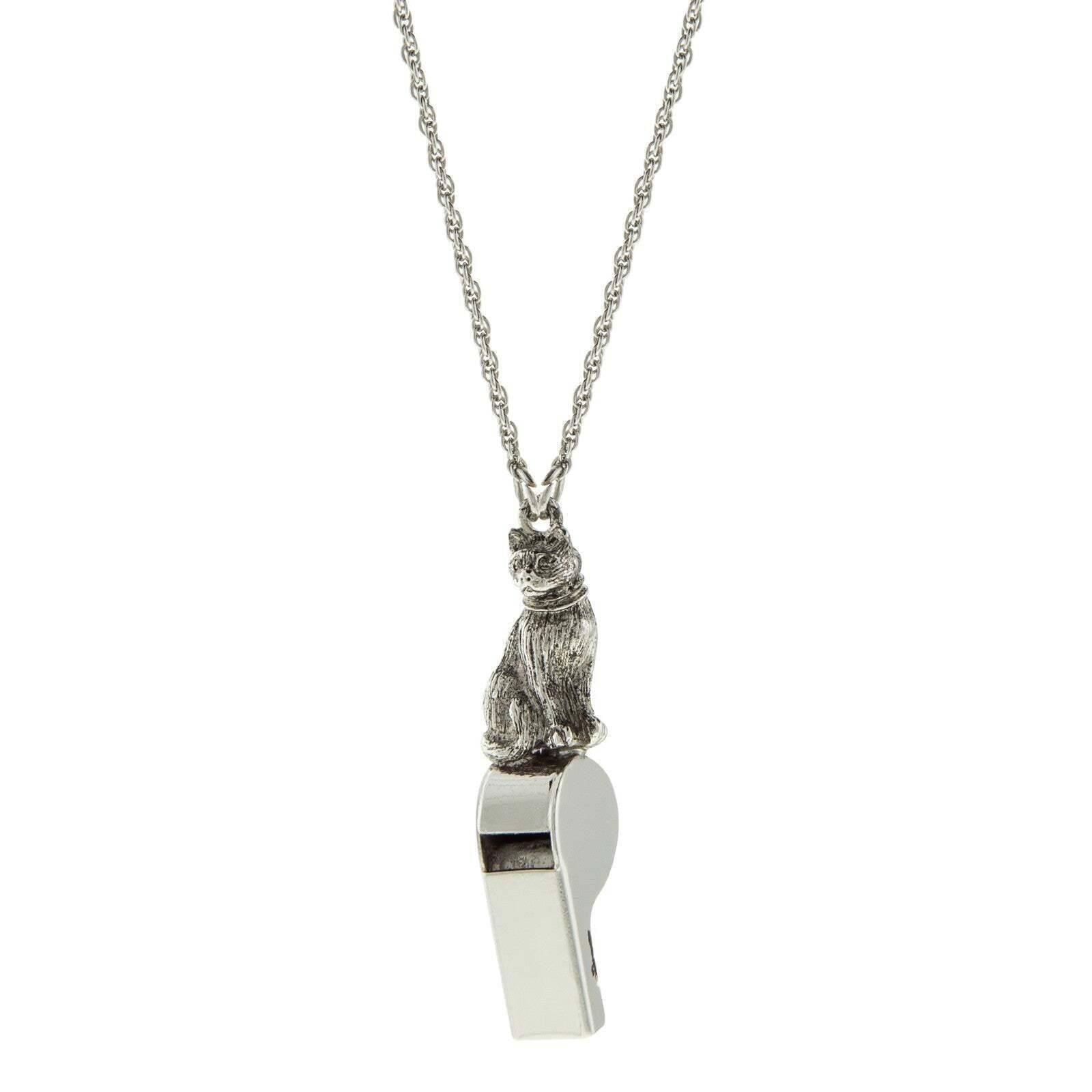 Kitty Cat Pendant Whistle Necklace 28"