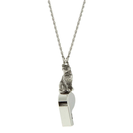 Kitty Cat Pendant Whistle Necklace 28"
