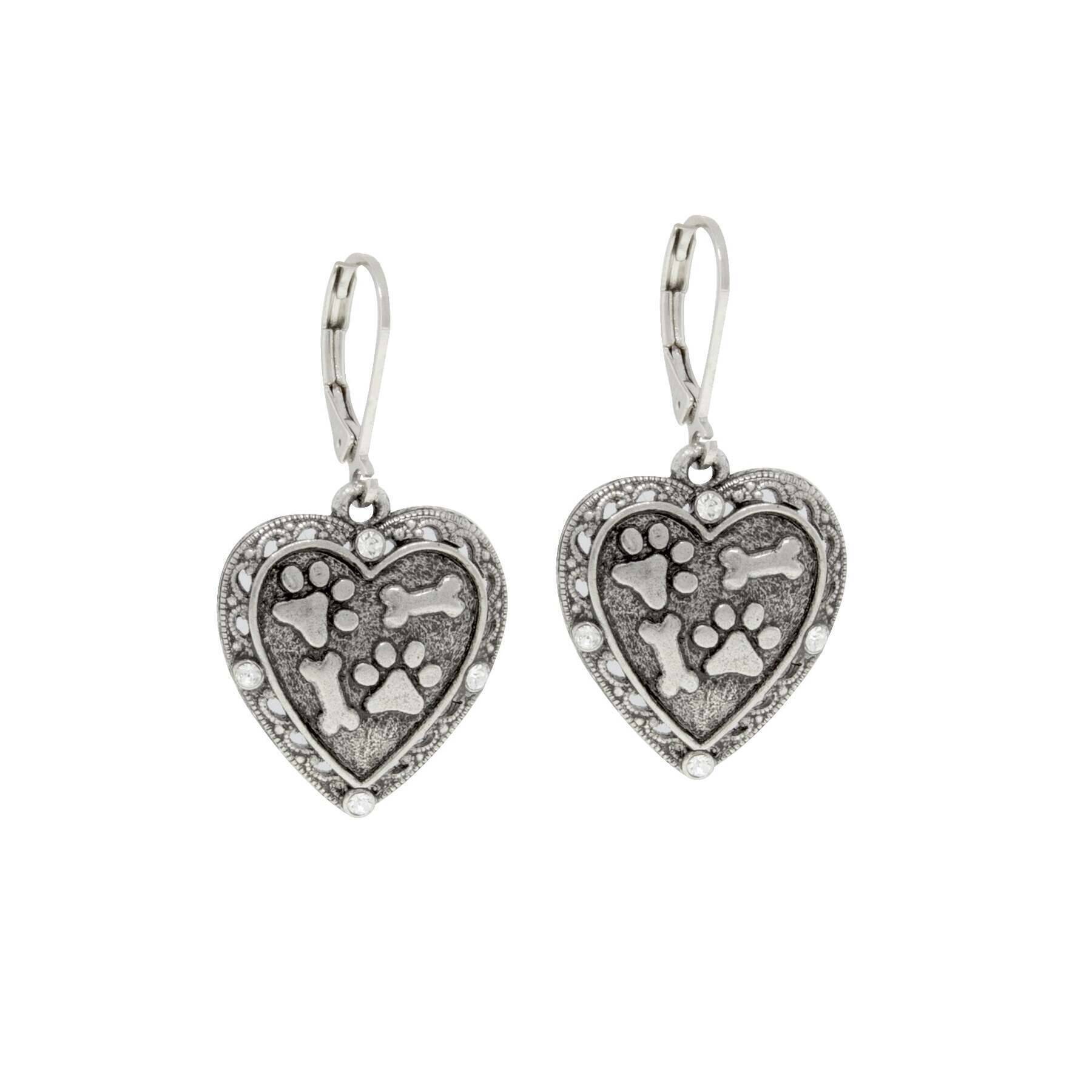Heart Paws And Bones Drop Earrings