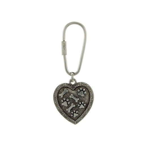 Bone And Paw Heart Carabiner Key Chain