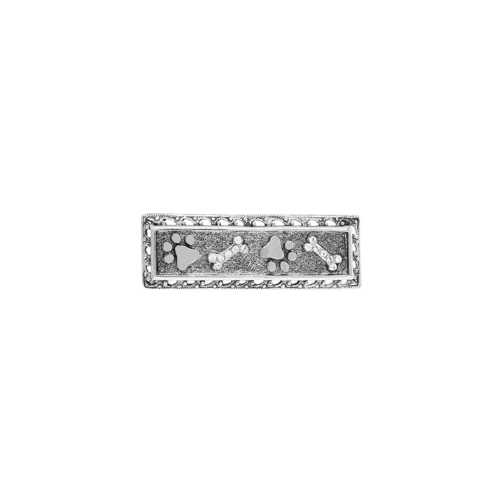 Canis Paws And Crystal Bones Bar Pin