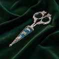 Load image into Gallery viewer, Antiqued Classic Blue Enamel Cat Scissors
