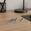 Load image into Gallery viewer, Antiqued Classic Blue Enamel Cat Scissors
