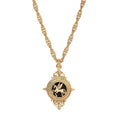 Load image into Gallery viewer, Onyx Gemstone Gold Pegasus Acanthus Pendant Necklace 16" + 3" Extender
