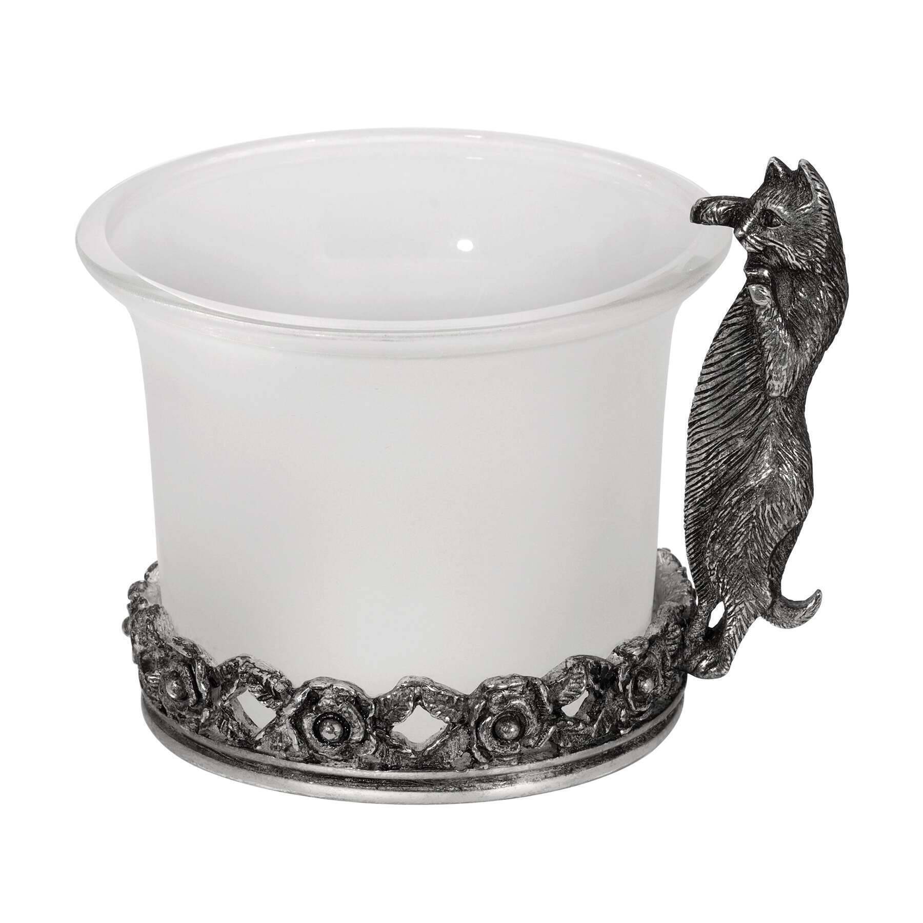 Curious Cat White Frosted Glass Candle Holder With Tea Light Led