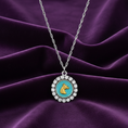 Load image into Gallery viewer, Gold Horse Motif Turquoise Enamel Crystal Pendant Necklace 16"
