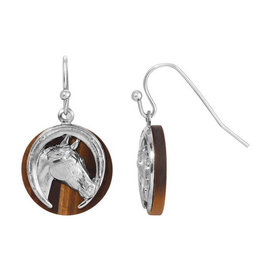 Equestrian Elegance Tiger Eye Gemstone Drop Earrings