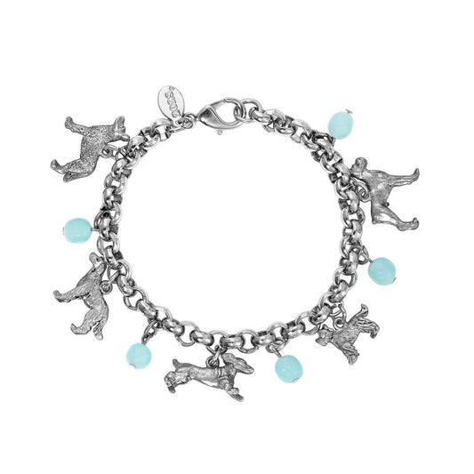 Aqua Blue Baroque Glass Beaded Canine Charm Bracelet