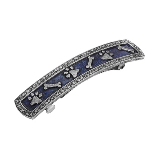 Paws And Bones Sapphire Blue Enamel Hair Barrette