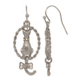 Load image into Gallery viewer, Backwards Cat Crystal Drop Earrings
