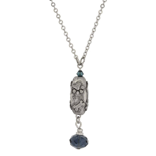 Montana Blue Crystal Paws And Bones Pendant Necklace 16"