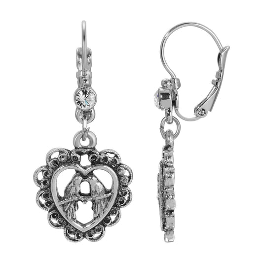 Love Birds Crystal Drop Earrings