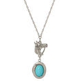 Load image into Gallery viewer, Equestrian Charm Horsehead Pendant & Turquoise Stone Locket Necklace 24"
