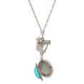 Load image into Gallery viewer, Equestrian Charm Horsehead Pendant & Turquoise Stone Locket Necklace 24"
