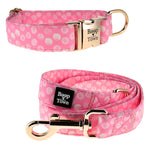 Pink Polka Dot Collar + Leash Set