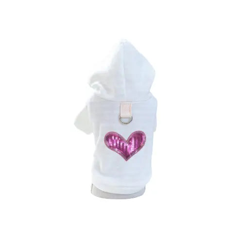 Sequin Heart Lightweight Hoodie- Dog Hoodie 