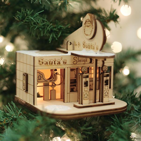 Santa's Sleigh Station Ornament - Southlake Paws
