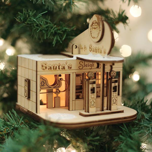 Santa's Sleigh Station Ornament - Southlake Paws