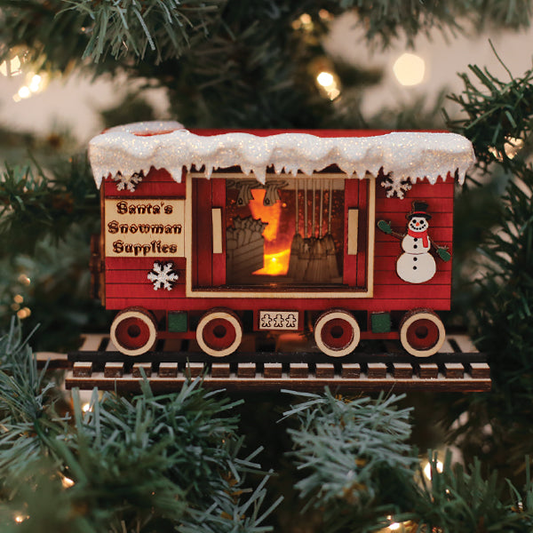 Snowman Box Car Ornament - Southlake Paws