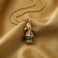 Load image into Gallery viewer, Gold Dove Blue & Red Egg Pendant Necklace 24"

