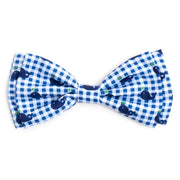 Blue Gingham Whales Bow Tie